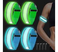 GAOUTO 4 bracciali a LED ricaricabili, con USB, riflettenti, in nylon, per bambini, lampeggianti notturni, luce di sicurezza per jogging, corsa, sport