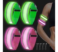 GAOUTO 4 bracciali a LED ricaricabili, con USB, riflettenti, in nylon, per bambini, lampeggianti notturni, luce di sicurezza per jogging, corsa, sport