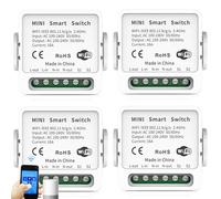 GAOUTO 4 moduli di interruttore della luce intelligente, interruttore della luce Smart Home, Interruptori Inteligente controllo vocale, compatibile con Alexa e Google Assistant, Tuya, neutro richiesto