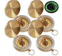 GAOUTO 4 Pezzi Bussola in Ottone, Bussola Tascabile Portatile con Numeri Luminosi, Bussola per Bambini, Impermeabile con Coperchio, per Escursionismo, Campeggio e Altre attività all'Aperto