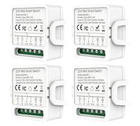 GAOUTO 4 pezzi interruttore della luce intelligente modulo 2 vie, interruttore della luce Smart Home Interruptori Inteligente controllo vocale, compatibile Google Assistant/Tuya App/Alexa, neutro