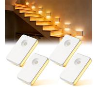 GAOUTO 4 pezzi luce notturna con sensore di movimento: illuminazione per scale ricaricabile, luce notturna dimmerabile, luce notturna a LED per bambini, per corridoio, scale, camera da letto, bianco