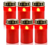 GAOUTO 6 candele a LED per tomba, 7 x 12,3 cm, impermeabili, a LED, per esterni (rosso)