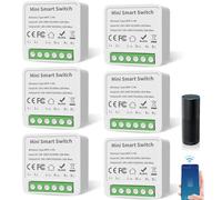 GAOUTO 6 moduli di interruttore della luce intelligente, mini interruttore Wi-Fi fai da te, 2 vie, interruttore della luce Smart Home, compatibile con Alexa e Google Assistant, interruttore Smart Life
