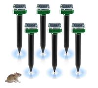 GAOUTO 6 pezzi distributori solari, spaventappi, spaventapasseri solari, IP65, impermeabile, spaventatore per arvicole, repellente per le talpe da giardino