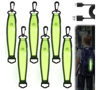 GAOUTO 6 Pezzi Luce di Sicurezza LED Ricaricabile USB: Luci Lampeggianti Riflettenti Impermeabili, Alta Visibilità per Riflettori di Sicurezza per Zaini per Bambini, Corsa e Bici (Verde)