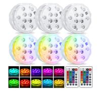 GAOUTO 6 Pezzi luci LED con telecomando, luce LED subacquea, telecomando multicolore RGB illuminazione subacquea, per piscina, spa, acquario, stagno, vasca idromassaggio, decorazione