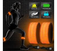 GAOUTO Braccialetto a LED ricaricabile, 2 pezzi, con USB, catarifrangenti, jogging, luce di sicurezza per bambini, per corsa, jogging, ciclismo, escursionismo, corsa, sport all'aria aperta
