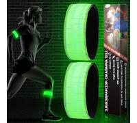 GAOUTO Braccialetto a LED ricaricabile, 2 pezzi, con USB, catarifrangenti, jogging, luce di sicurezza per bambini, per corsa, jogging, ciclismo, escursionismo, corsa, sport all'aria aperta
