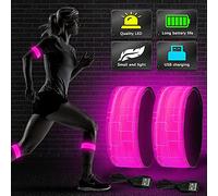 GAOUTO Braccialetto a LED ricaricabile, 2 pezzi, con USB, catarifrangenti, jogging, luce di sicurezza per bambini, per corsa, jogging, ciclismo, escursionismo, corsa, sport all'aria aperta