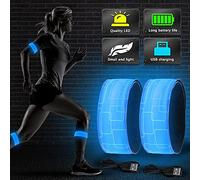 GAOUTO Braccialetto a LED ricaricabile, 2 pezzi, con USB, catarifrangenti, jogging, luce di sicurezza per bambini, per corsa, jogging, ciclismo, escursionismo, corsa, sport all'aria aperta
