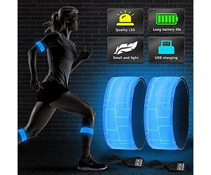 GAOUTO Braccialetto a LED ricaricabile, 2 pezzi, con USB, catarifrangenti, jogging, luce di sicurezza per bambini, per corsa, jogging, ciclismo, escursionismo, corsa, sport all'aria aperta