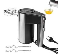 GAOUTO Frullatore elettrico a mano, 450 W, frullatore a mano elettrico, frullatore manuale con 4 accessori in acciaio inox, 5 livelli di regolazione, mixer elettrico, mixer manuale, mixer manuale