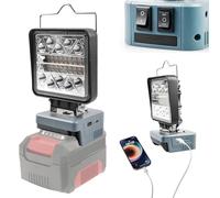 GAOUTO Lampada a batteria per accumulatore Einhell 18V, lampada a batteria Einhell, lampada da lavoro con connettori USB-A e di tipo C, LED orientabile a 180° a 6 modalità di luminosità, 1800LM