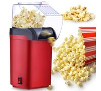 GAOUTO Macchina per popcorn da 1200 W, macchina per popcorn ad aria calda, per popcorn fai da te, senza olio, veloce 2 minuti, Natale, compleanno dei bambini, video domestici (rosso)