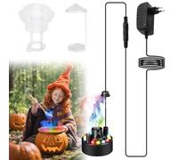 GAOUTO Nebulizzatore ad ultrasuoni, 12 LED, mini macchina per nebbia, Halloween, triplo gradiente, con paraspruzzi rimovibile, per fontane, stagno