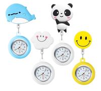 GAOUTO Orologi da infermiera: 4 pezzi, portatile al quarzo, orologio da infermiera con clip, orologio al quarzo, orologio da bagno, orologio da tasca, orologio da polso, orologio da tasca, orologio da