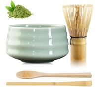 GAOUTO Set da 4 pezzi Matcha Tea: Frusta Matcha con 2 cucchiai Matcha, ciotola in ceramica Matcha Tea Set Matcha Accessori Matcha Set regalo per cerimonia di tè completata
