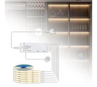 GAOUTO Striscia LED COB da 12 V, 6 luci LED da 1 m, luce bianca calda, con dimmer a contatto e a mano, per armadio, vetrina da cucina, 3000 K, bianco caldo