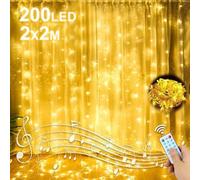 GAOUTO Tenda luminosa 2 m x 2 m: 200 LED USB, IP44, impermeabile, con 8 modalità di luce e timer a distanza, decorazione interna per feste, Natale, matrimonio