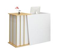 GAOXIAO Banco Cassa Reception Estetica, Bancone Reception Angolare, Banco Scrivania per Negozio Parrucchiere con Cassetto con Serratura Contenitore, Scompart Salvaspazio C 140 cm