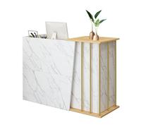 GAOXIAO Banco Reception Moderno e Piccolo, Tavolo della Reception Stile Marmoreo, Bancone Cassa con Cassetti Chiudibili e Spazio di Archiviazione, Cashier per Uffici Hall B 100 cm