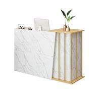 GAOXIAO Banco Reception Moderno e Piccolo, Tavolo della Reception Stile Marmoreo, Bancone Cassa con Cassetti Chiudibili e Spazio di Archiviazione, Cashier per Uffici Hall B 140 cm