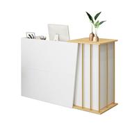 GAOXIAO Banco Reception Moderno e Piccolo, Tavolo della Reception Stile Marmoreo, Bancone Cassa con Cassetti Chiudibili e Spazio di Archiviazione, Cashier per Uffici Hall C 120 cm