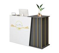 GAOXIAO Banco Reception Moderno e Piccolo, Tavolo della Reception Stile Marmoreo, Bancone Cassa con Cassetti Chiudibili e Spazio di Archiviazione, Cashier per Uffici Hall A 100 cm