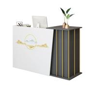 GAOXIAO Banco Reception Moderno e Piccolo, Tavolo della Reception Stile Marmoreo, Bancone Cassa con Cassetti Chiudibili e Spazio di Archiviazione, Cashier per Uffici Hall A 140 cm