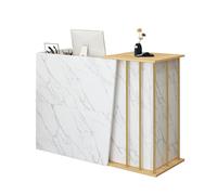 GAOXIAO Tavolo da Reception Banconi della Reception Piccolo Bancone di Reception, Reception Cassiere in Legno con 2 Cassetto e 2 Ripiani, Banchi di Ricevimento Bianco B 140 cm