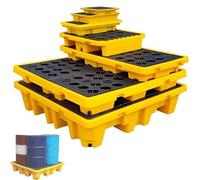 GAOXIAO Vasca di Raccolta Impilabile Gialla e Nera, Fusti Piattaforma di Contenimento Anti-Sversamento con Griglia, Pallet a Piattaforma Modulare Vassoio Antiperdita 67x67x15cm