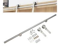 GAOXIONG Kit di binari scorrevoli in Acciaio Inox per Biblioteca, Ufficio, casa, Biblioteca, Stile fienile, 6,6-26,2 Piedi (Senza Scala, Senza Rullo sul Pavimento) (Dimensioni: Kit binari da 20 Pied