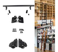 GAOXIONG Kit ferramenta per Binario Scorrevole per Scala, Kit ferramenta per Porta Scorrevole del fienile, Binario Scorrevole, Binario per Scala a rotelle per Biblioteca, Scala, Armadio, set/nero/20
