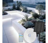 Gaoxun Striscia LED Solare da Esterno 15m, Flessibile Striscia Luci LED Solare per Esterni con Telecomando, Dimmerabile, 8 Modalità, 960 LED, IP68 Impermeabile, per Giardino, Gazebo, Bianco Freddo