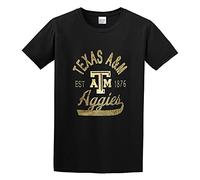 GAOYEA Texas A&M University Texas A&M Tamu Aggies Logo Graphic Tee Unisex 100% Cotton Short-Sleeve T-Shirts Black XXXL