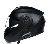 GAOZCTT Casco Moto Integrato Bluetooth Modulare Integrale Doppio Altoparlante Integrato con Microfono Omologato ECE Nero