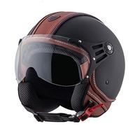 GAOZHE Casco A Scodella Aperto Jet Caschi, retrò Casco Moto Caschi Aperto Mezzo, Cuoio Caschi Moto Motorino Motociclo Scooter Chopper Caschi con Visiera Parasole per Donna e Uomo,