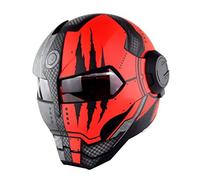 GAOZHE Moto Caschi Integrali Iron Man Robot Full-Face Helmet con Anti-Fog Lente alla Moda Casco Apribili e Modulari, per Motocross Scooter Cruiser Urbano, DOT Certificato