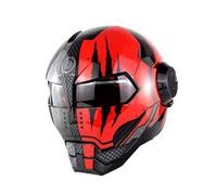 GAOZHE Moto Caschi Integrali Iron Man Robot Full-Face Helmet con Anti-Fog Lente alla Moda Casco Apribili e Modulari, per Motocross Scooter Cruiser Urbano, DOT Certificato