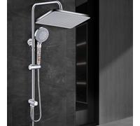 GAOZHI Colonna Doccia Acciaio Inox Senza Miscelatore Colonna Doccia Idromassaggio Senza Rubinetto Saliscendi Doccia Regolabile Set Doccia a Pioggia Con Soffione e Doccetta a Mano 30×20cm Quadrato