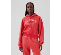 GAP, Felpa Crop Con Cappuccio E Stampa, Donna, Rosso, Taglia: XL