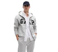 GAP Felpa da uomo con cappuccio e cerniera intera con logo Heritage, Grigio erica chiaro., Medium