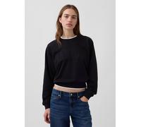 GAP, Felpa In Misto Cotone Con Girocollo E Logo Gap, Donna, Nero, Taglia: XS