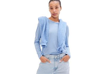 GAP Foreversoft Long Sleeve Crew Neck Tee T-Shirt, Blu Vento, XXL da Donna
