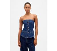 GAP, Gilet Denim Elasticizzato Con Bottoni, Donna, Denim, Taglia: 40