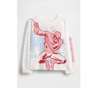 GAP KIDS, T-shirt A Maniche Lunghe In Cotone Stampa Disney Spider-man, Bambino, Bianco, Taglia: 5Y/107-114