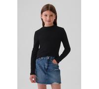 GAP KIDS, T-shirt A Maniche Lunghe Mock Neck, Bambina, Nero, Taglia: XS/99-114