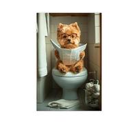 GAPKJGTS Poster su tela "Chow Chow Chow on the Toilet and Reading", decorazione per camera da letto, ufficio, stanza, regalo, 40 x 60 cm