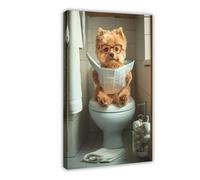 GAPKJGTS Poster su tela con scritta "Chow Chow Chow on the Toilet and Reading", decorazione per camera da letto, ufficio, camera da letto, regalo, 30 x 45 cm